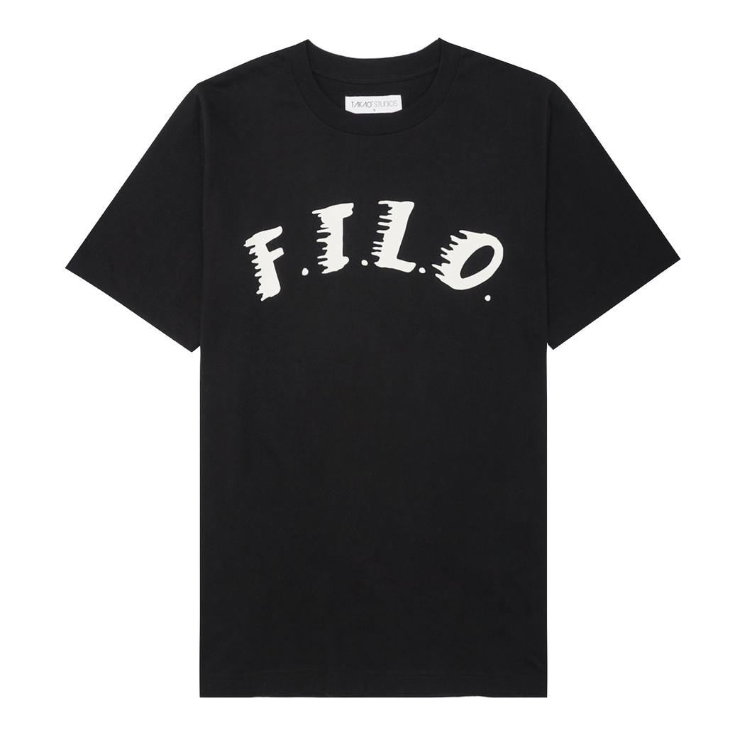 'FILO' FIRST IN, LAST OUT OVERSIZED GRAPHIC TEE IN BLACK